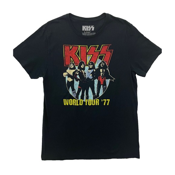 Other - Kiss World Tour 1977 Black T-Shirt Large Band Concert Tee